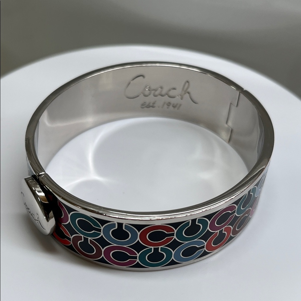 Coach Enamel Hinged Bangle Euc - image 2